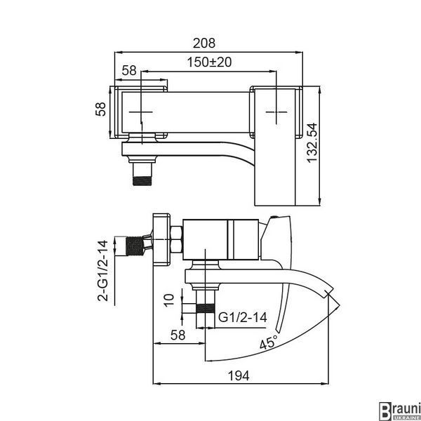 Змішувач для ванни з коротким виливом Koer KB-41007-05 (Колір чорний) (KR3455) KR3455 фото