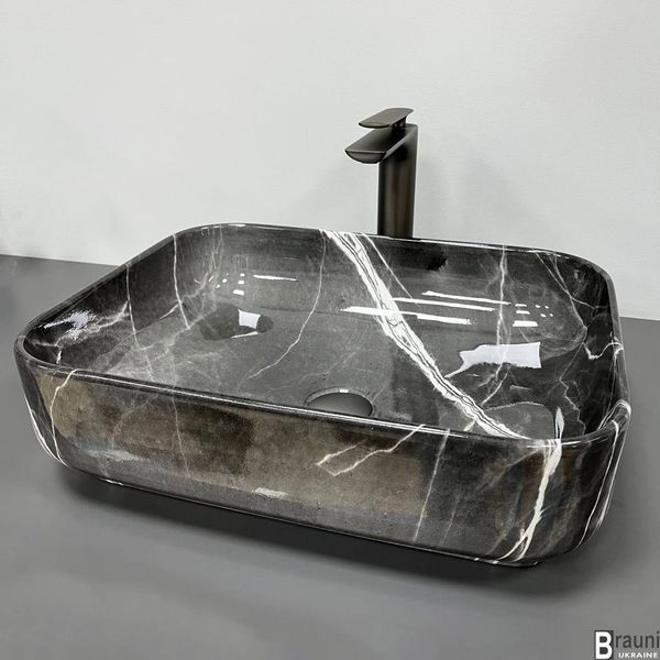Умивальник (раковина) VBI PALERMO DARK GRAY AGATE GLOSSY накладний VBI-012304 фото