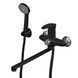 Смеситель для ванны Plamix CEZAR-006 EURO SET Matte black, со шлангом, лейкой и кронштейном (PM0690) PM0690 фото 1