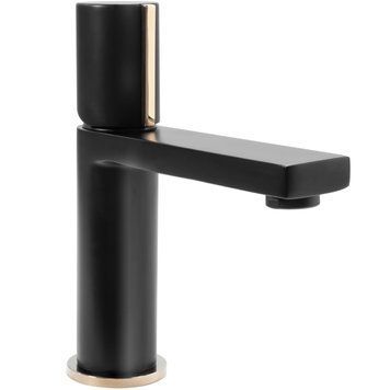 Смеситель для раковины (умывальника) REA ICON BLACK L.GOLD черный низкий REA-B5680 фото