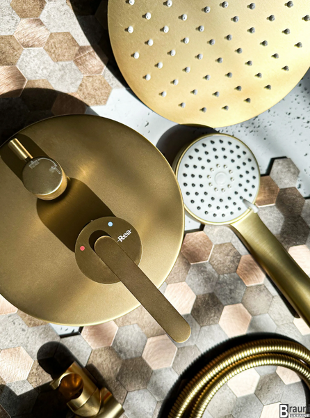 Душова система REA ONTARIO BRUSHED GOLD + BOX прихованого монтажу REA-P5502 фото