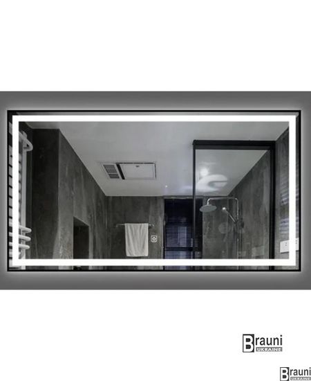 Дзеркало Dusel DE-M0061S1 Black 75х100 см з годинником 5143 фото