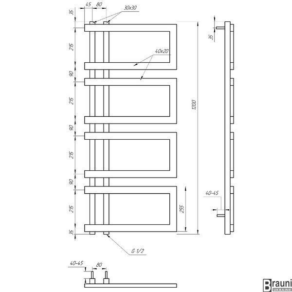 Полотенцесушитель для ванной Enzo 50х120 черный 4863 фото