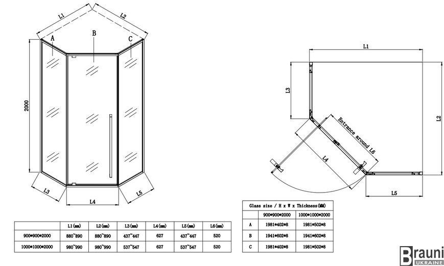 Душова кабіна без піддону Koer SR SC06-100x100x200-TR-01 прозоре скло Easy Clean 8мм (KR5365) KR5365 фото