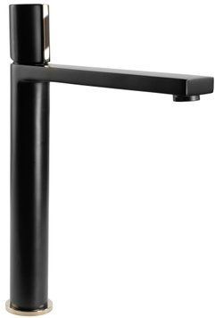 Смеситель для раковины (умывальника) REA ICON BLACK L.GOLD черный высокий REA-B5681 фото
