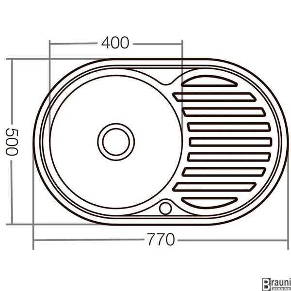 Кухонная мойка 77х50 овальная ZERIX Z7750-08-180D нержавейка, декор. ZX1597 фото