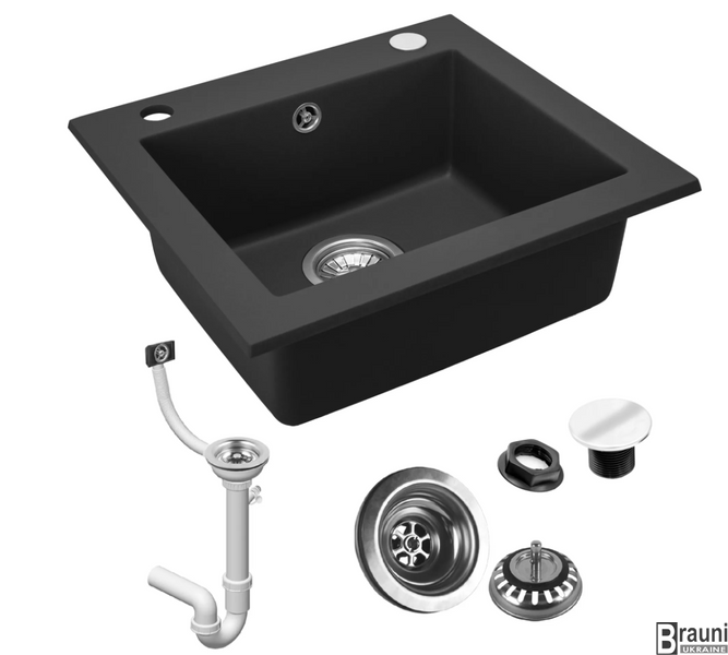 Гранітна кухонна мийка REA WEST BLACK METALIC ZLE-00121 фото
