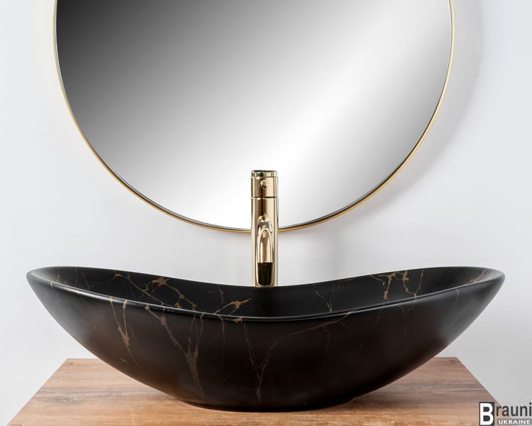 Умывальник (раковина) REA ROYAL 60 MARBLE BLACK MATT накладной черный REA-U7478 фото