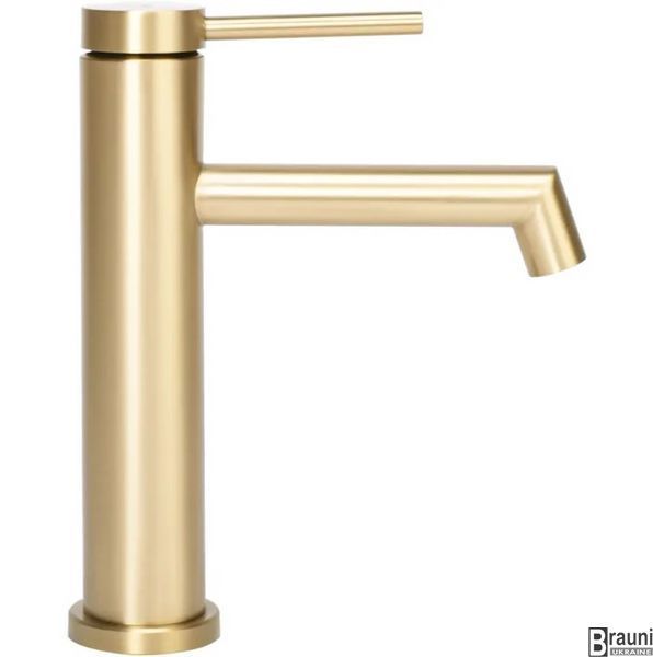 Смеситель для раковины (умывальника) REA FOSS BRUSHED GOLD золотой матовый низкий REA-B5316 фото