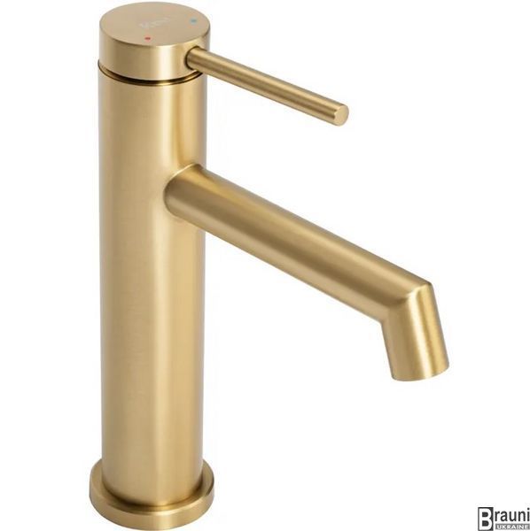 Смеситель для раковины (умывальника) REA FOSS BRUSHED GOLD золотой матовый низкий REA-B5316 фото