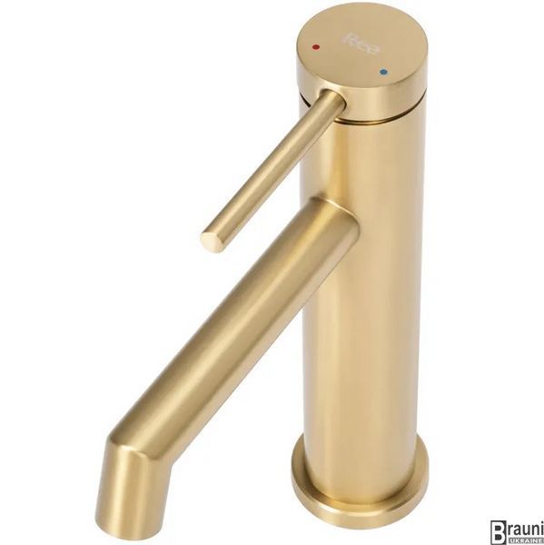 Смеситель для раковины (умывальника) REA FOSS BRUSHED GOLD золотой матовый низкий REA-B5316 фото