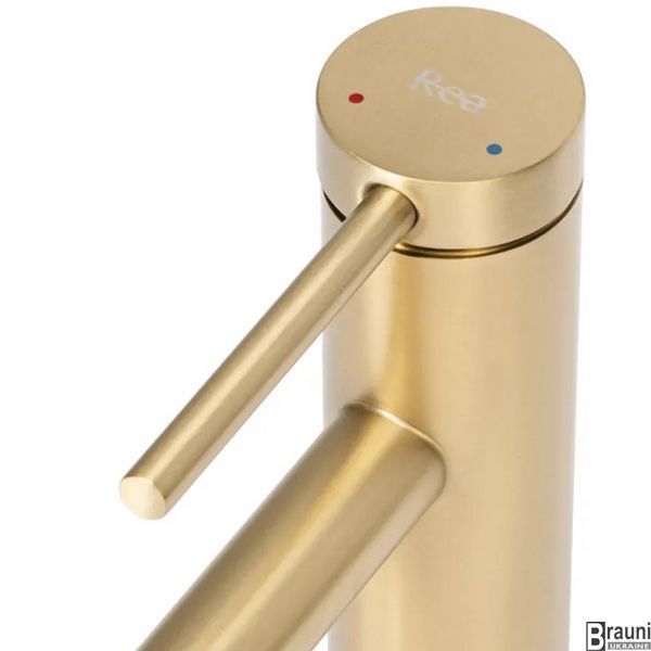 Смеситель для раковины (умывальника) REA FOSS BRUSHED GOLD золотой матовый низкий REA-B5316 фото