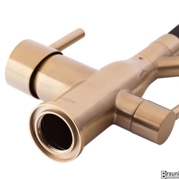 Смеситель для кухни с подключением по питьевой воде Gravity 021 BRUSHED GOLD с силиконовым изливом, матовое золото MI6981 фото