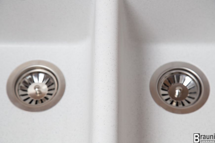 Кухонна мийка Valuri 78-2D Biela 78х51 гранітна з двома чашами, біла RO43546 фото