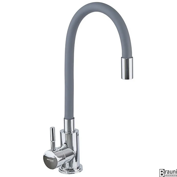 Смеситель для кухни Mixxus SUS-011 с силиконовым изливом, хром серый MI6222 фото