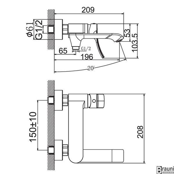 Смеситель для ванны Haiba Bolero 009 короткий излив с поворотным переключателем (HB9578) HB9578 фото