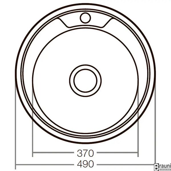 Мойка кухонная 49х49 круглая ZERIX Z490-08-180E, нержавейка сатин ZX1584 фото