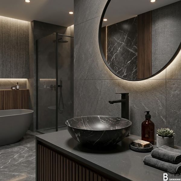 Умивальник ( раковина) 39х39 Mixxus Premium ELLIPSE-0106 MARBLE 39х39, накладна MP6533 фото