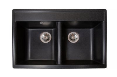 Кухонна мийка Valuri 78-2D Antracit 78х51 чорна з двома чашами RO43476 фото