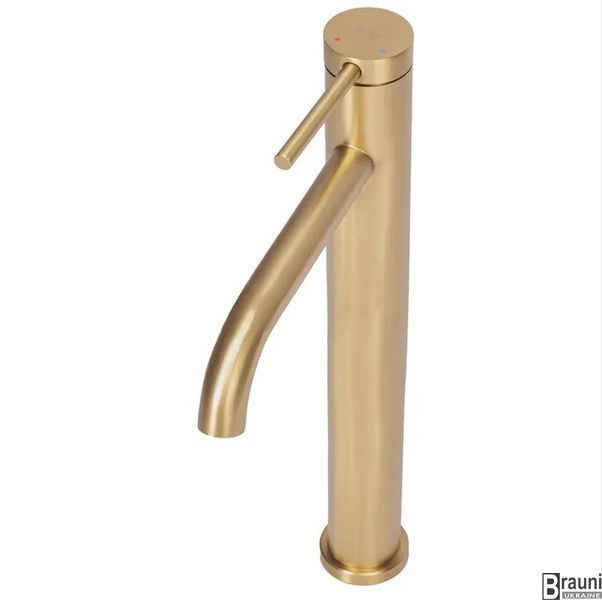 Смеситель для раковины (умывальника) REA CLIF BRUSHED GOLD золотой матовый высокий REA-B5329 фото