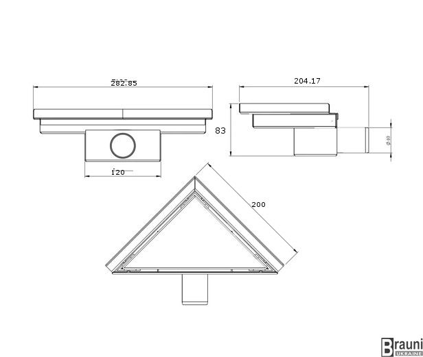 Трап для душу MEXEN FLAT 20x20 BLACK чорний кутовий MEX-1710320 фото