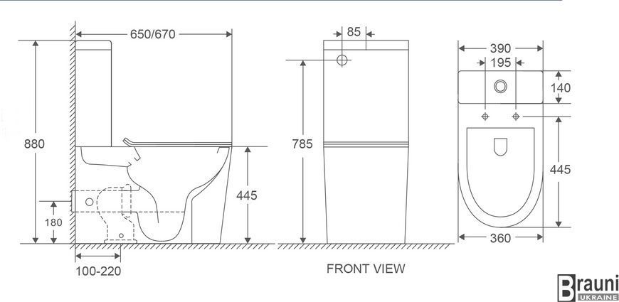 Унитаз-компакт Bevel-0402-R 670x390x880mm, система смыва RIMLESS MP6474 фото