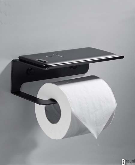 Тримач туалетного паперу Velur 55016 чорний 3108 фото