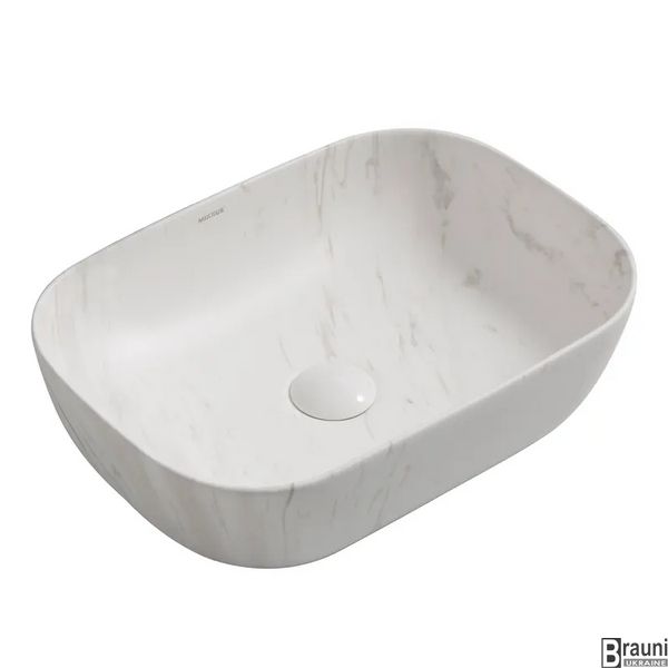 Умывальник (раковина) 45х32 Mixxus Premium DIVERSE-0112 MARBLE белый мрамор, матовая MP6543 фото