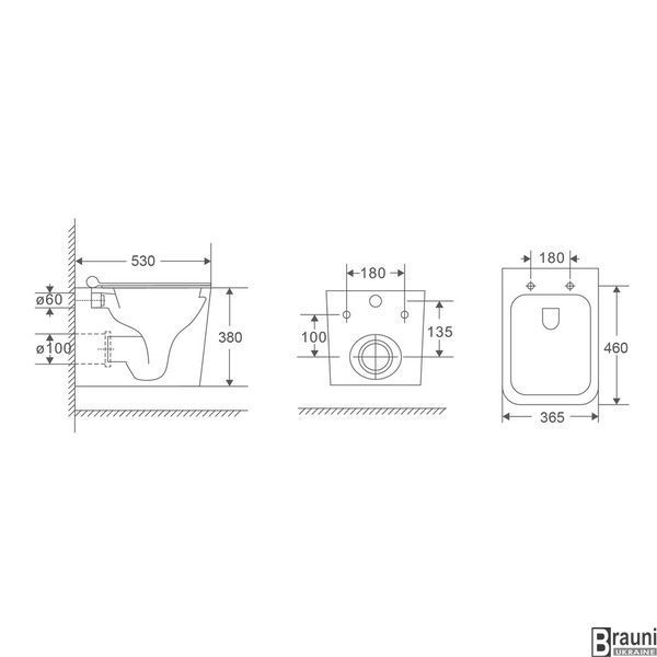 Унітаз підвісний Mixxus Premium Quadro-0302-R Black 530x360x365mm, система змиву RIMLESS (MP6455) MP6455 фото