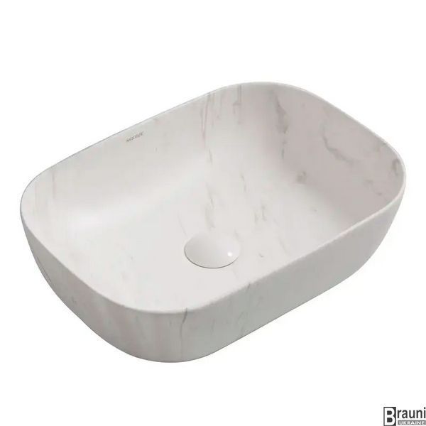 Умывальник (раковина) 45х32 Mixxus Premium DIVERSE-0112 MARBLE белый мрамор, матовая MP6543 фото