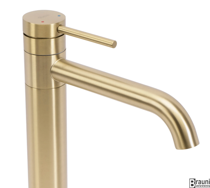 Смеситель для раковины (умывальника) REA LUNGIS BRUSHED GOLD высокий REA-B6101 фото