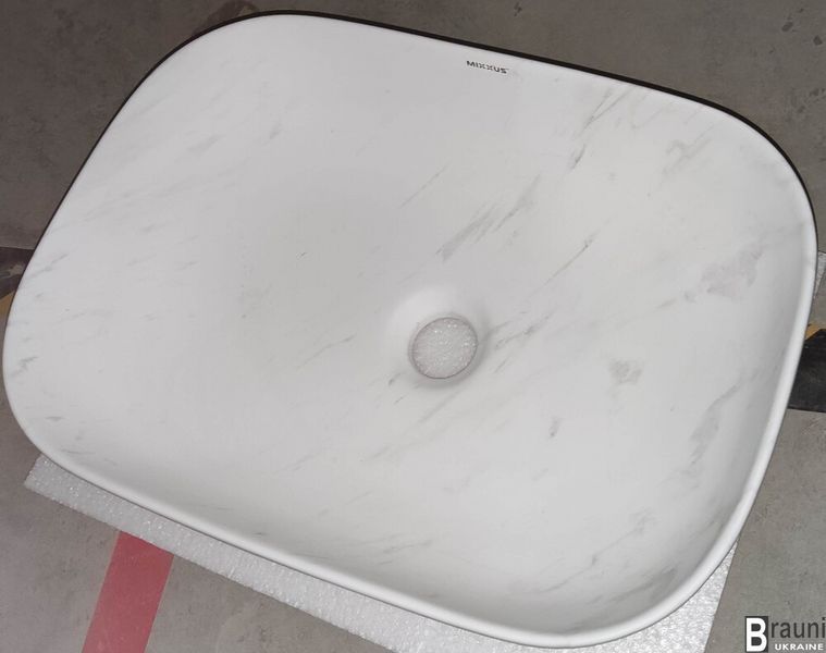 Умывальник (раковина) 45х32 Mixxus Premium DIVERSE-0112 MARBLE белый мрамор, матовая MP6543 фото