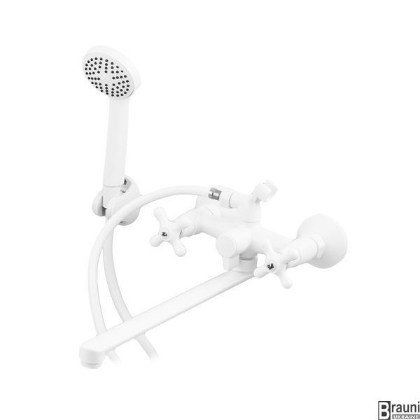 Смеситель для ванны Plamix Pablo -140 EURO SET White (со шлангом и лейкой) (PM0670) PM0670 фото