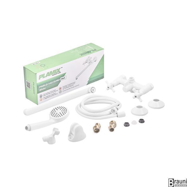 Смеситель для ванны Plamix Pablo -140 EURO SET White (со шлангом и лейкой) (PM0670) PM0670 фото