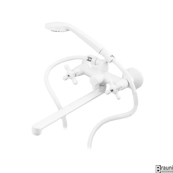 Смеситель для ванны Plamix Pablo -140 EURO SET White (со шлангом и лейкой) (PM0670) PM0670 фото