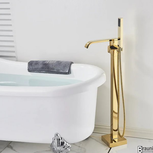Смеситель для ванны REA CARAT GOLD золотой напольный REA-B5231 фото