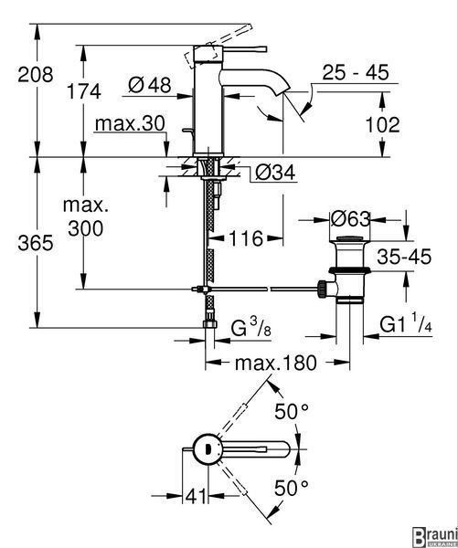 Одноважільний змішувач для раковини 3/8" S-розміру Grohe Essence (24171001) 24171001 фото