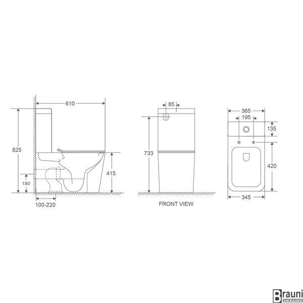 Унітаз-компакт Mixxus Premium Quadro-0401-R 610x365x825mm, система змиву RIMLESS (MP6457) MP6457 фото