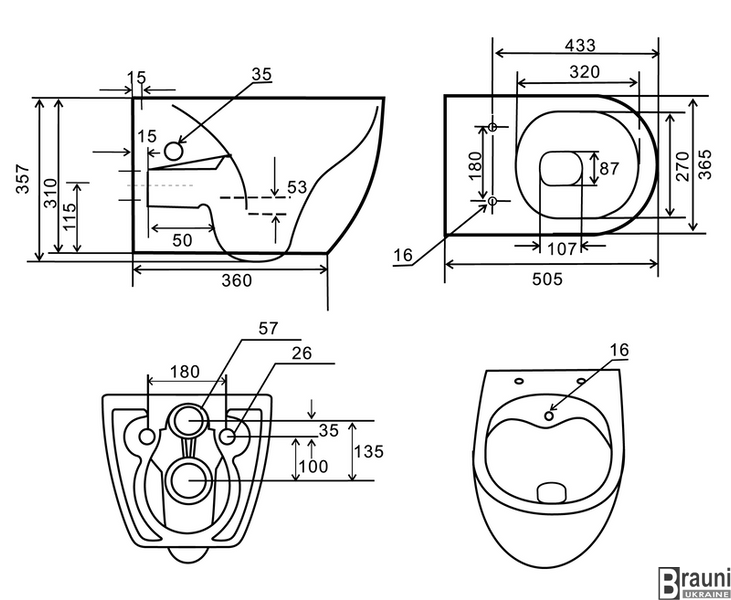 Унітаз з функцією біде ELLIPSE-1301-R 50x36 система змиву RIMLESS підвісний MP6659 фото