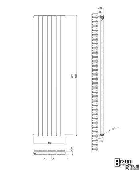 Вертикальний дизайнерський радіатор опалення ТМ ARTTIDESIGN Livorno || 7/1800 чорний матовий 5502 фото