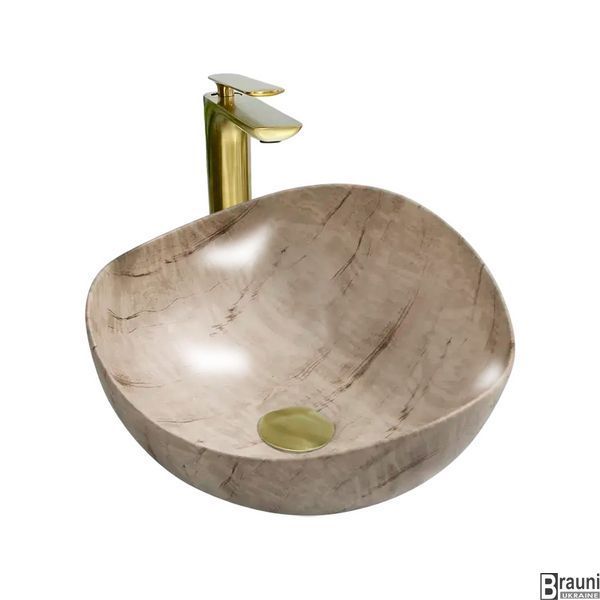 Умывальник раковина накладная WAVE-0103 MARBLE 38х38 мрамор, матовый MP6532 фото