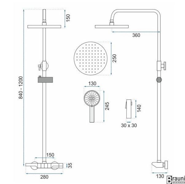 Душова колона REA SAVIO LED BLACK з термостатом REA-P8410 фото