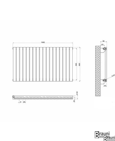Горизонтальный дизайнерский радиатор отопления «Terni G 18/600» Цвет чёрный матовый 5624 фото