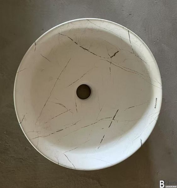Умывальник раковина накладная WAVE-0102 MARBLE 37х37, белый мрамор матовый MP6528 фото