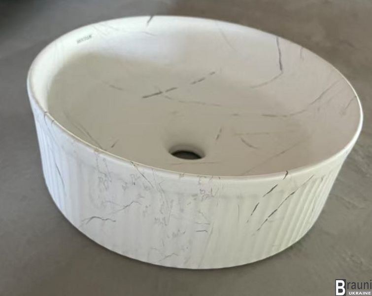 Умывальник раковина накладная WAVE-0102 MARBLE 37х37, белый мрамор матовый MP6528 фото