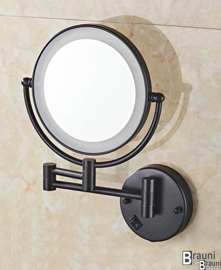 Зеркало косметическое настенное Deco черное с подсветкой 2368 фото