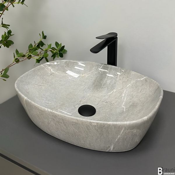 Умивальник (раковина) VBI OLBIA GREY STONE GLOSSY накладний VBI-014302 фото