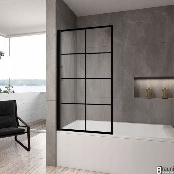 Шторка для ванни REA LAGOS-1 FIX BLACK 80 см REA-K4561 фото