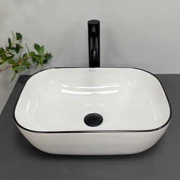 Умывальник (раковина) VBI RAVENNA WHITE BLACK EDGE накладной VBI-011224 фото