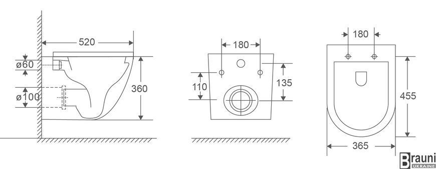 Унітаз підвісний Mixxus Premium Ellipse-0303-R Black 520x365x360mm, система змиву RIMLESS (MP6464) MP6464 фото